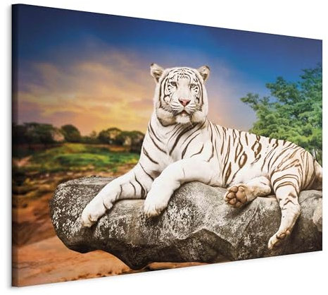 decomonkey Akustikbild Premium Tiger 120x80 cm 1 Teilig Kunst Akustikpaneele Akustikdämmung Schallschlucker Schallabsorber Schalldämmung Akustikplatten Wandbild Schallschutz Leinwand Tonstudio