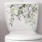 Green Plant Leaves Flowers Toilet Seat Lid Stickers Self-Adhesive Bathroom Wall Stickers Green Leaf Floral DIY Removable Waterproof Toilet Sticker for Bathroom Cistern Decor,Toilets Accessories