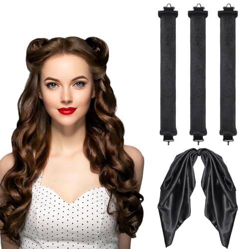 3 Stück Lockenwickler ohne Hitze, Papilotten Kleine Locken mit Seidenschal Haar Locken ohne Hitze Keine Haarschädigung Haarwickler über Nacht für Lange Kurze Haare Damen Mädchen