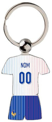 Porte Clé Football France Maillot Extérieur 2024 Personnalisable avec Nom et Numéro