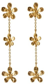 Pernille Corydon Ohrhänger Damen Gold Wild Poppy Earrings 4,8 cm - Ohrkette in Blumenform Silber 925 18k Vergoldet - E363g