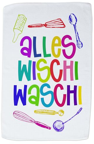 GRAZDesign Geschirrtuch Alles Wischi waschi Spruch - lustiges Motiv - Küchentuch Witzige Sprüche Küchenhandtuch 60x40cm