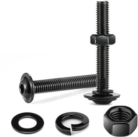 10 Stück M6x40 Schrauben, Linsenkopfschrauben Muttern und Unterlegscheiben Sortiment Kit, Edelstahl A2 V2A, Innensechskant, Vollgewinde, Schwarzoxid