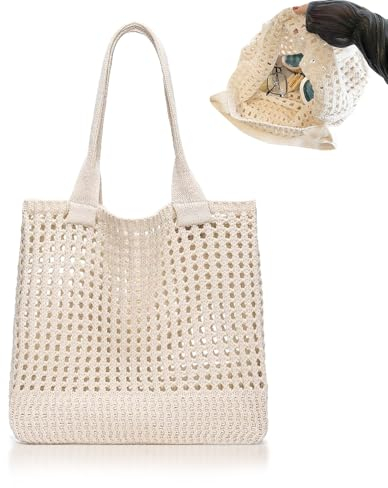 Baieye Borsa Uncinetto Donna Estiva - Elegante, Leggera e Portatile per Spiaggia, Shopping, Abbinamento Capi, Studenti, Viaggi (Grande)