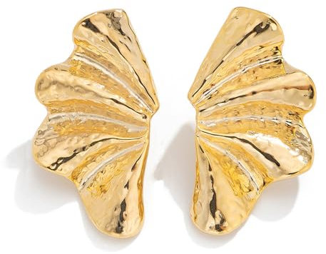 HSAJS Ohrringe Damen Große Gold Boho Statement Ohrringe Ginkgo Blatt Ohrstecker aus Metall Ohrstecker Übertrieben Hypoallergene Modeschmuck Aussage Ohrringe Für Frauen
