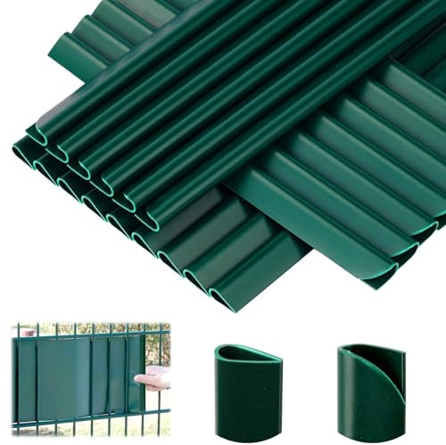 Lot de 35 clips de fixation en PVC - Brise-vue - Rails clipsables pour bandes brise-vue - Clôture à double fil - Pour clips de fixation - Portail de jardin - Balcon - Film (vert)