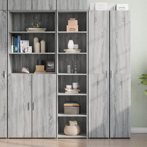 Generisch Highboard Grau Sonoma-Eiche 45x41x185 cm Holzwerkstoff,jiangboyue-3281678