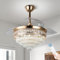 diisunbihuo 42 Gold Dimmerabile LED Lampadario con luce moderna LED cristallo ventilatore da soffitto con luce Invisibile lampadario 3 in 1 colore con funzione memoria