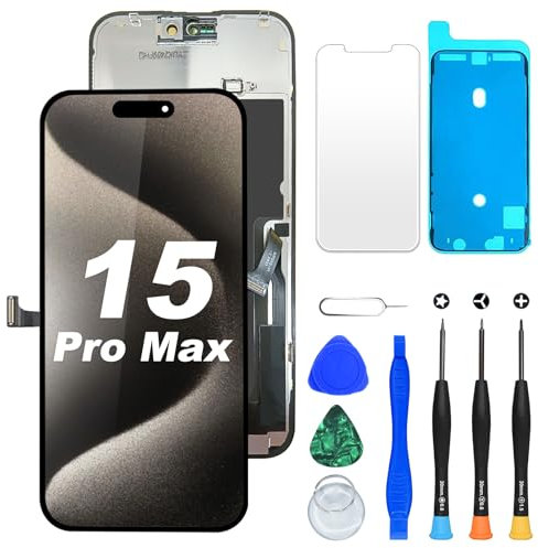 DIGI4U LCD für iPhone 15 Pro max Display Bildschirm Ersatz, 6,7'' 𝑭𝒖𝒍𝒍 𝑯𝑫 𝟯𝑫 𝑻𝒐𝒖𝒄𝒉 𝑻𝒓𝒖𝒆𝑻𝒐𝒏𝒆 𝑭𝒂𝒄𝒆 𝑰𝑫 LCD Bildschirm für iPhone 15 Pro max Display Digitizer Reparaturkits