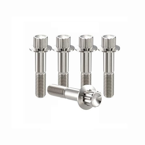 RISON-Titanium 5 Stück Titanschrauben Split Felgenschraube M8x1.25x60mm, 12 Punkt Flansch Schrauben Auto Reifen Zylinderschrauben Bremssattelschrauben für BBS RS RM LM OZ 3 Teilige /2 Teilige Räder
