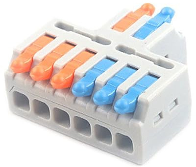 JOYELEC 9 Stück Verbindungsklemmen, D2-6 Schnellverbinder, 2 Eingänge, 6 Ausgänge, Leiter, kompakt, Kabelverbinder, 0,08-2,5 (4,0) mm², 250 V, 32 A, mit Steuerhebel