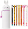 LEGAMI - Set of 7 Erasable Gel Pens + 2-in-1 Pencil Case Pen Pot - with Thermosensitive Erase Ink, Ink colours & barrel designs, 0.7mm Tip, Set 2 (Bunny)