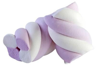 Marshmallow Treccia Multicolore Senza Glutine, 1 kg, per Compleanni, Battesimi, Nascite ed Eventi (Treccia Bianco-Glicine)