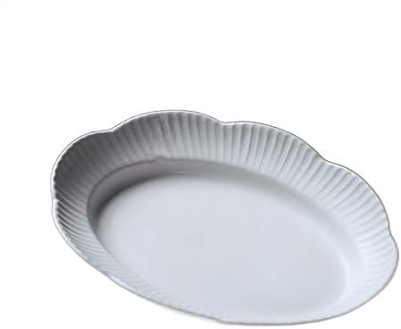 Grandes assiettes à dîner en céramique blanche en relief - Design moderne en relief - Empilables - Pour la maison, la cuisine, le restaurant, la salade et le dessert - Option B