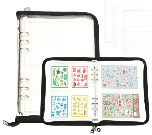 PATIKIL Sticker Organizer Binder Wiederverwendbares A5 Schwarz | Sticker Album Sammelbuch, Reißverschluss Binder, Glitzer Cover, Mit 220 Taschen