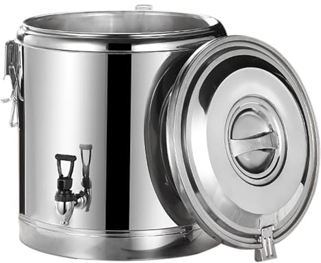 Qussse Secchio isolante in acciaio inox da 40 l, con rubinetto, contenitore professionale per conservare zuppe, acqua, tè, succhi e bevande