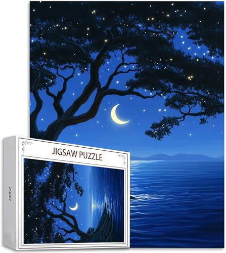 Puzzle 5000 Pièces Adultes Lune Puzzle Enfant, Puzzles pour Adultes Jeu éducatif Défi Jouets, Puzzles Arbre à Faire soi-même pour Décoration Murale de la Maison, Jeux d'activités Familiales D-988