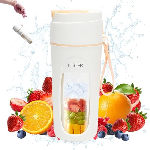 Fancysky Zumo Batidora Portátil, 340ML, 10 Cuchillas, 22,000 RPM, Personal Mini Licuadora, Vaso Exprimidor Frutas, Batidora Portátil Recargable