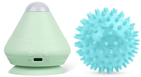 Alaoo Electric Adsorption Fascia Ball, Elektrisch Triggerpunkt Drücker, Massage Fascia Fitness Ball mit Saugnapf mit Igelbälle für Muskelschmerzen und Verspannungen (Grün)