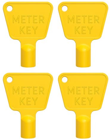 Plastic Gas & Electric Meter Key (4 Pack) – Utility Meter Box Key with Triangle Socket – Yellow Durable Plastic Key for Cupboards, Bins & Meter Access