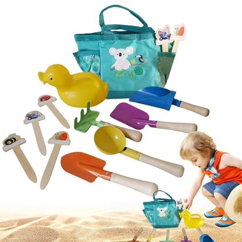 Jouets De Sable Miniatures - Jouets de Voyage 9 en 1 en Sable - Kit d'Outils de Jardinage et Creusage pour Piscine, Jardin & Vacances avec Activités Ludiques pour Garçons et Filles à Partir de 3 Ans