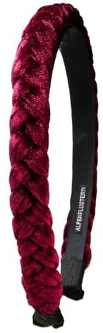 Alpenflüstern Trachten-Haarreif Samt Flechtoptik schmal - Damen Haarschmuck rutschfest, Haarband geflochten fürs Dirndl (dunkelrot-bordeaux) ADV160