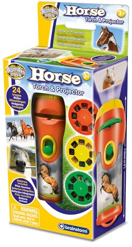 Brainstorm TOYS Horse Torch and Projector – STEM Educational Toy with 24 Horse & Pony Images | Includes 3 Slide Discs, Focus Lens & Torch Function | Batteries Included