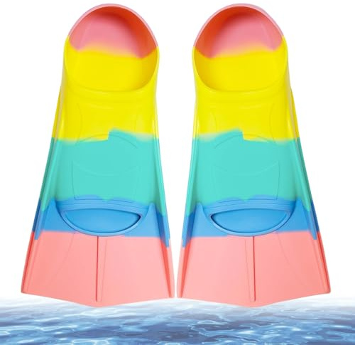 Palmes de natation courtes en silicone pour enfants - Palmes courtes pour l'entraînement - Palmes de plongée courtes pour enfants et adultes