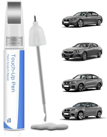 PARTS4EV Skyscraper Grey Metallic(C4W/C54) 2-in-1 Pen & Brush for BMW - Precision Colour Match Touch Up Paint for Scratch & Chip Repair, Fast-Drying & Water-Resistant
