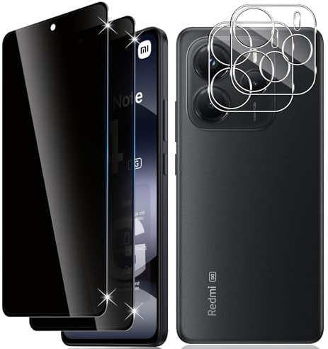 Vanrain Protector de Pantalla Privacidad para Xiaomi Redmi Note 14 5G, 2+2 Piezas Antiespia Cristal Templado y Protector de Lente de Cámara