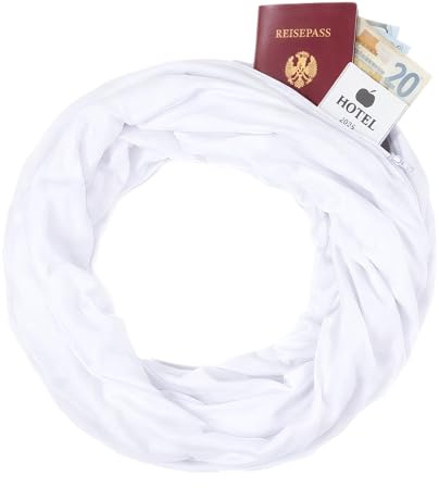 KARMA.DIEM Loop Schal mit Geheimfach – Infinity Schal mit versteckter Tasche für Reisepass & Geld – Reise Schlauchschal Damen Herren – Diebstahlsicherer Travel Schal mit Reißverschlussfach
