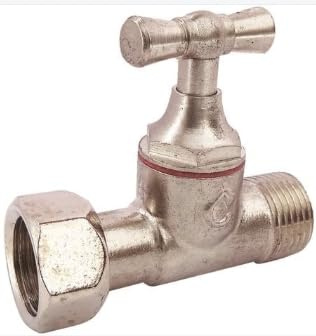 Robinet d'arrêt droit pour WC - - Tête à clapet (chrome ref 360, 1/2)