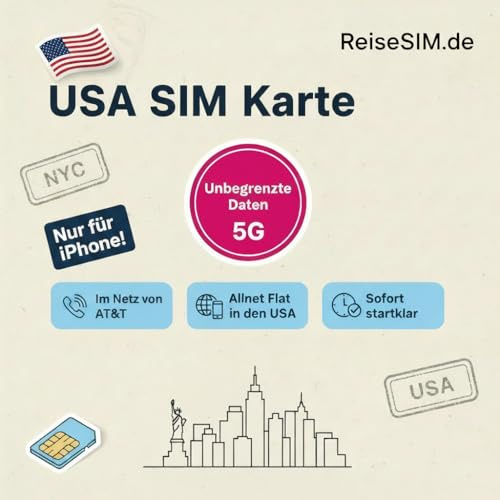 LinkUp Mobile USA Prepaid SIM-Karte oder eSIM, mit Unlimited Talk National und Int. sowie 12-50 GB Datenvolumen (40 GB / 30 Tage, eSIM (QR-Code))