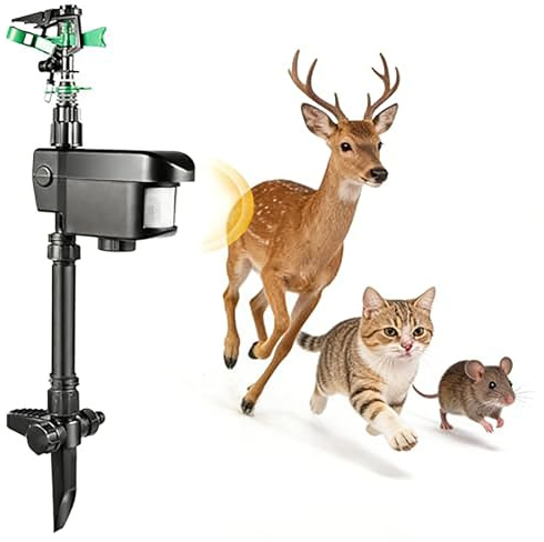 Motion Activated Sprinkler, Solar Powered Animal Repellent, Garden Lawn Water Sprayer, Motion Sensor Outdoor Critter Deterrent, Adjustable Spray Range