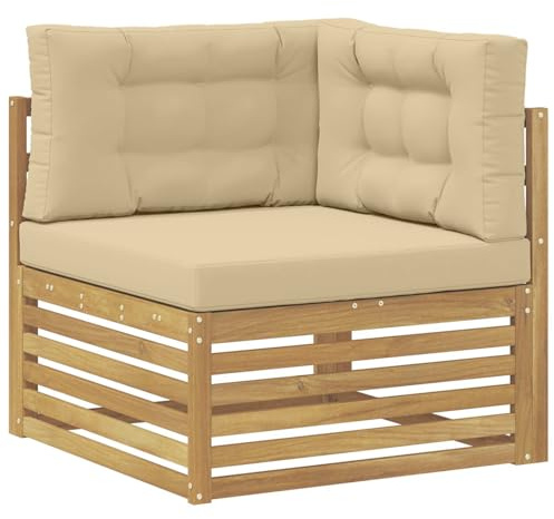 vidaXL Outdoor Ecksofa Massivholz Akazie Weiß, Elegante Balkonmöbel, modernes Gartendesign, widerstandsfähig, pflegeleicht, modulare Gestaltung
