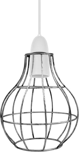 LEDSone Eiserne Edison-Drahtlampe, Deckenleuchte, Lampenkäfig im Vintage-Stil, für Zuhause, Bars, Cafés, aus Großbritannien, Antigue Brass, Vase Cage (Gebürstetes Silber)