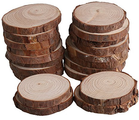 7cm-8cm Dia Natural 10mm Thickness Wood Round Tree Bark Wood Circle Pack of 20