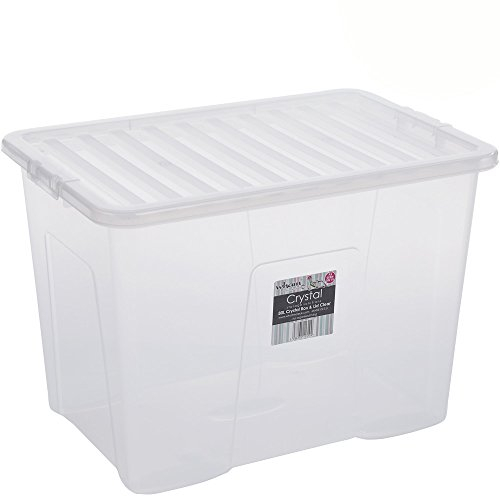 #0618 80 Liter Aufbewahrungsbox mit Deckel Kunststoff klar-transparent 60x 40cm Stapelbar Stapel Stapelbox Garten Kinderzimmer Kinder Küche Kiste Ordnungsboxen Plastik Box Behälter Organizer