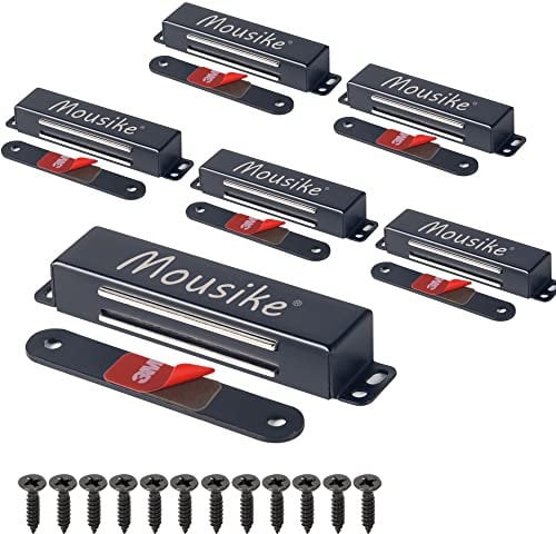 Pestillo magnético Mousike pesado imán de puerta de40 kg con fuerte magnetismo para el pestillo de la puerta del armario de la cocina (6 piezas en negro)