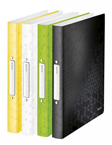 Leitz WOW Ringbuch für bis zu 190 Blatt, A4, 25 mm Rückenbreite, 2 D-Ring Mechanik (4 Farben - SET 1)