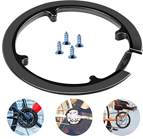 ZHENA Protector Plato Bicicleta Montaña, Protector de Eslabones de Cadena de Bicicleta con 4 Tornillos para Bicicleta 42-44 Dientes, Negro