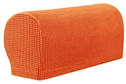 YSLJW Armlehnenbezüge, Jacquard Elastische Waschbar Couch Armlehnenschoner Armlehnenbezug Für Sessel Sofa (Orange,2 Pcs)