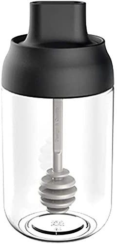 XiaoShenLu Honigtopf mit Dipper versiegeltem Gewürzglas, 250ml Schwarz