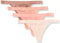 Amazon Essentials Tanga de Tira en Algodón y Encaje Mujer, Pack de 4, Rosa Asalmonado/Marrón/Rosa Magenta Claro, 38