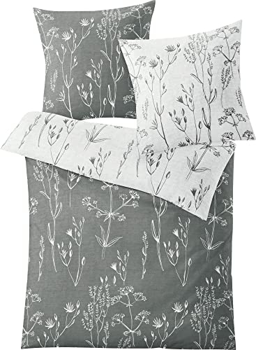 Kleine Wolke Wendebettwäsche Savannah Mako-Satin grau Größe 1x 135x200 cm + 1x 80x80 cm