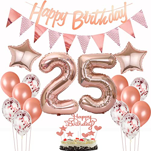 deko 25. geburtstag frauen deko rosegold ,ballon 25. geburtstag kuchen deko luftballon 25 rosegold Tortendeko 25 Geburtstag girlande banner geburtstagsdeko 25 jahre Tortendeko