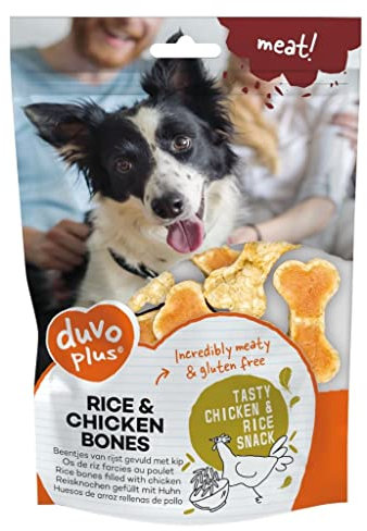 duvoplus, Meat! Reisknochen mit Huhn, 140 g – ± 4 g, köstlicher Snack auf Reisbasis und mit Huhn, glutenfrei: ideal für allergische oder intolerante Hunde, ohne Zuckerzusatz
