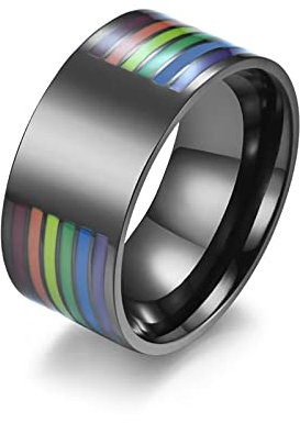 Musihy Partnerringe Schwul, Ringe Herren Edelstahl Silber 65 (20.7) 65 Regenbogenfahne Liebe Silbee Ring