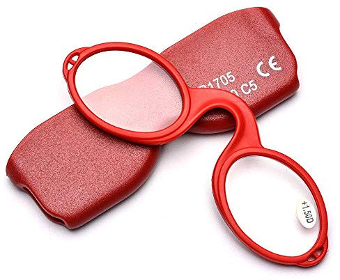 BEZAX Armlose Lesebrille mit Etui und Umhängeband – tragbare ovale Lesegeräte für Männer und Frauen – modische ältere Leser,Grau,+2.00