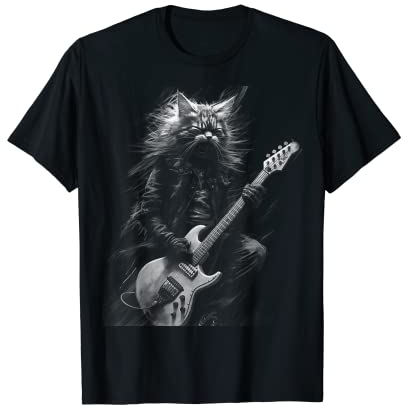 Heavy Metal Cat | Rock Star Band | Guitarist Guitar T-Shirt